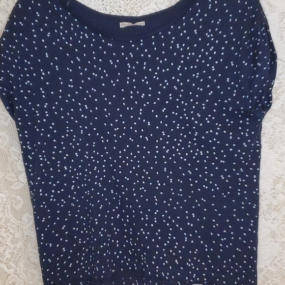 Dark blue Zara top with white oval dots - Picture 7 of 12
